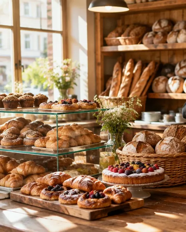 Café-Theke mit Brot und Gebäck