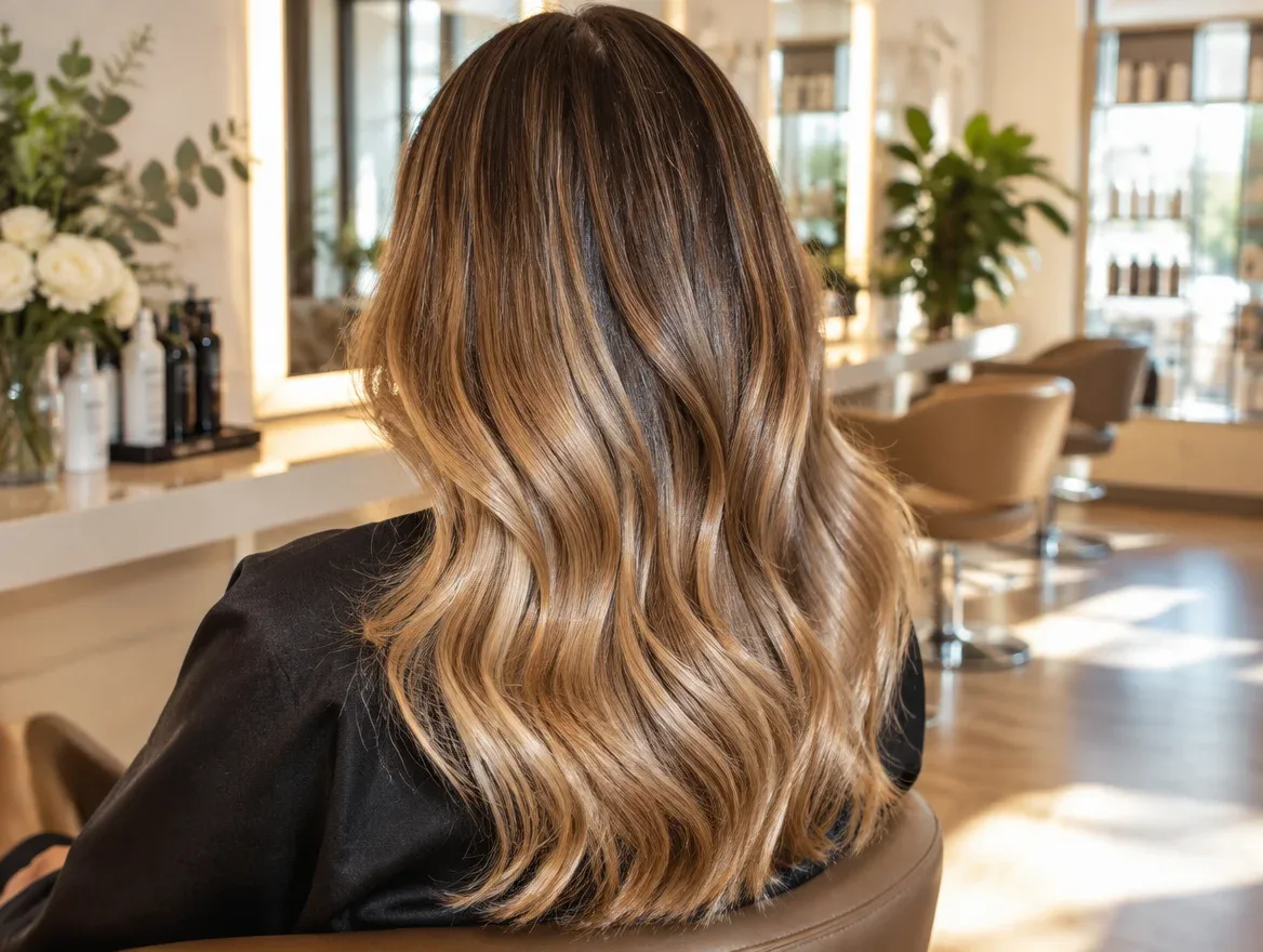Frisch gefärbte Balayage